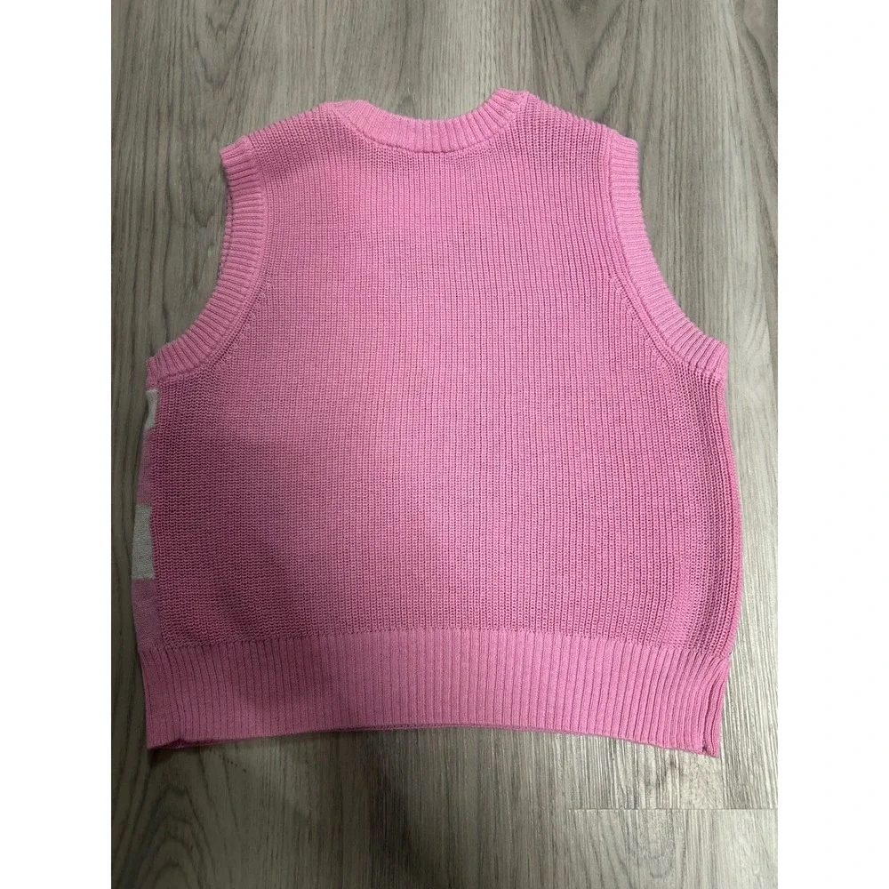 Hello Kitty Checkerboard Sweater Vest Pink White Women's Size‎ M